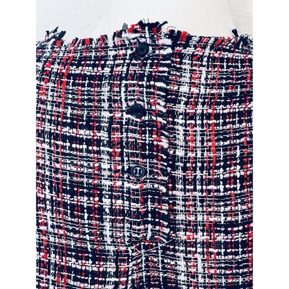 Zara Woman Size M Tweed Organza Puff Sleeve Blouse Boho Grunge Peasant Festival - Picture 9 of 13